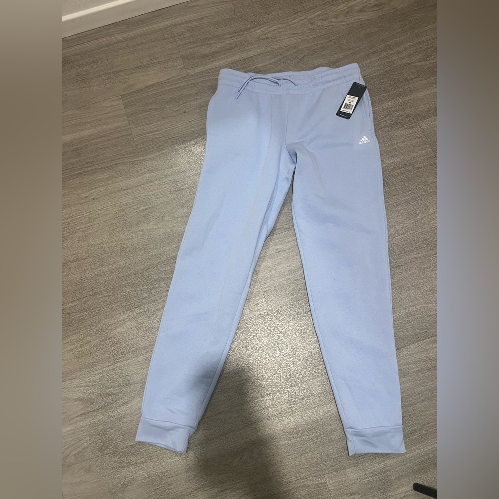 Adidas Blue Joggers with Tapered Fit and Elastic Cuffs M new